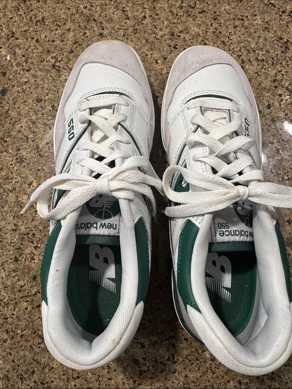 New Balance Kids White and Green Retro Runner Sneakers
